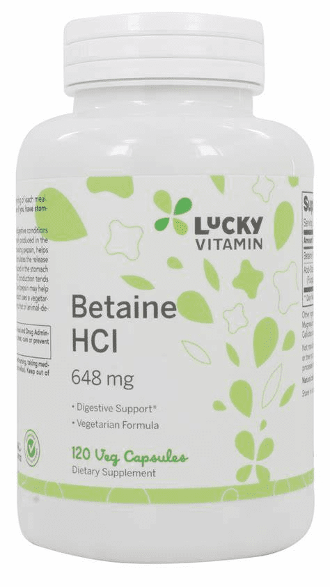 Lucky Vitamin - Betaine HCL 648mg 120 Veg Caps (Exp 11/23)