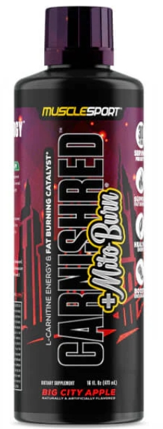 Muscle Sport Carnishred + Mitoburn 31 Servings 16/oz Big City Apple Flavor
