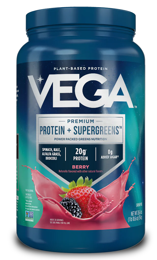 Vega - Premium Protein + Supergreens 13 Servings Berry Flavor