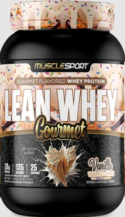 Muscle Sport Lean Whey Gourmet 2lbs 25Serv Vanilla Waffle Cone