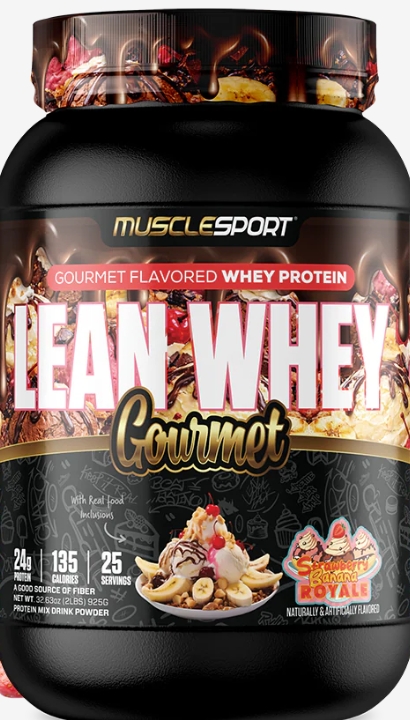 Muscle Sport Lean Whey Gourmet 2lbs 25Serv Strawberry Banana Royale