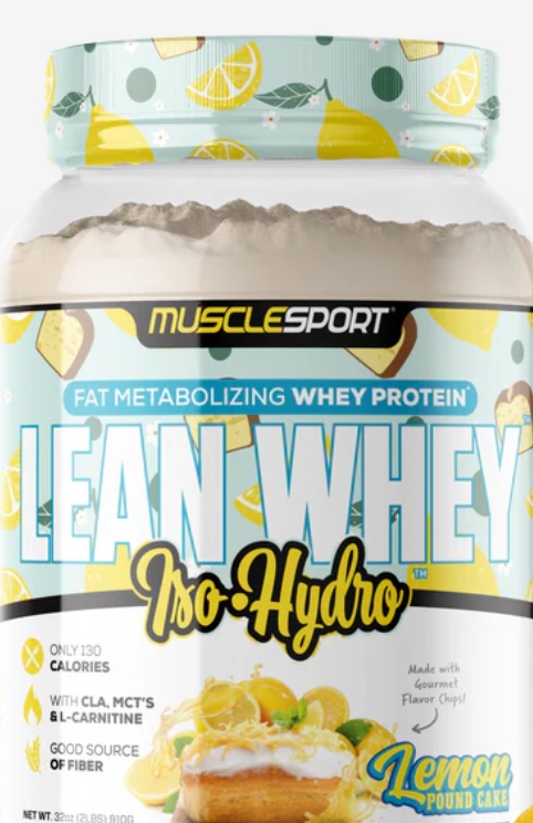 Muscle Sport Lean Whey Iso-Hydro 2lbs 26 Serv Lemon Pound Cake