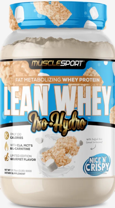 Muscle Sport Lean Whey Iso Hydro 2lbs 26Serv Nice "N" Crispy