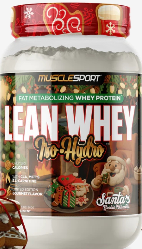 Muscle Sport Lean Whey Iso Hydro 2lbs 26Serv Santa's Cookie Crumble