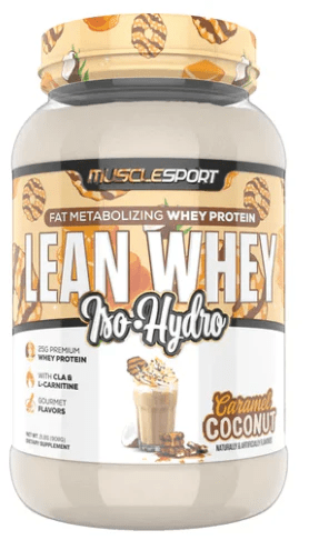 Muscle Sport Lean Whey Iso-Hydro 2lbs 26 Serv Caramel Coconut