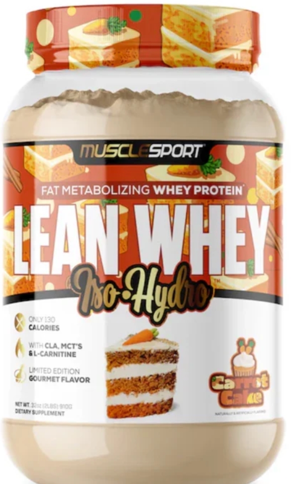 Muscle Sport Lean Whey Iso-Hydro 2pnds 26Serv Carrot Cake