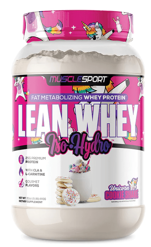 Muscle Sport Lean Whey Iso-Hydro 2pnds 26Serv Unicorn Cookie Shake