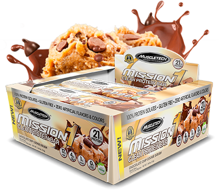 Muscletech - Misson 1 Clean Protein Bar Cookie Dough 60 grams 12 bars/box     TEMPORARILY UNAVAILABLE