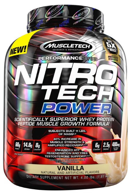 MuscleTech - Nitro Tech Power Powder, French Vanilla Swirl, 4 Pound