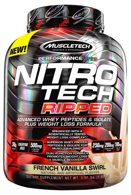 MuscleTech - Nitro Tech Ripped Powder, French Vanilla Swirl, 4 Pound