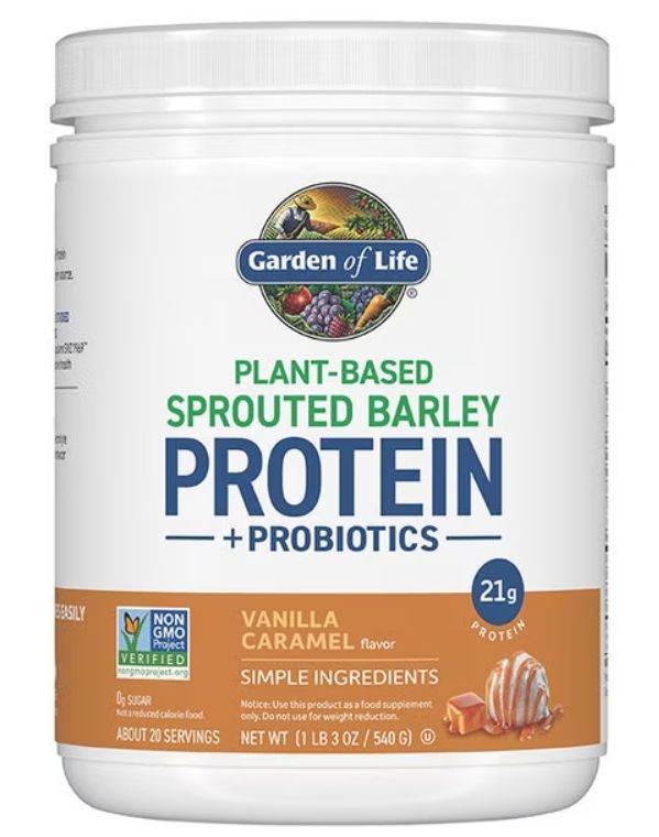 Garden of Life - Plant Based Sprouted Barley Protein + Probiotics 20 Servings Vanilla Caramel Flavor