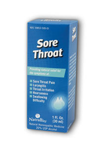 NatraBio Sore Throat Unflv 1 oz Liq     TEMPORARILY UNAVAILABLE