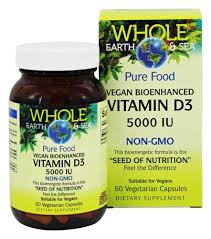 Natural Factors Whole Earth and Sea Vegan Bioenhanced Vitamin D3 5000 IU 60Vcap