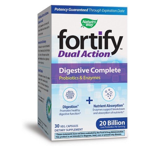 Nature's Way fortify Dual Action Digestive Complete 20 Billion 30 Vegetarian Capsules