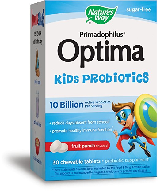 Nature's Way Primadophilus Optima Kids Probiotics 10 Billion Fruit Punch 30 Chw Tablets