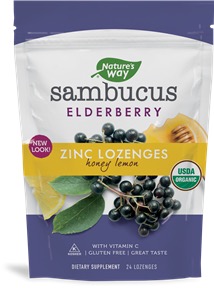 Nature's Way Sambucus Zinc Honey Lemon  24 Lozenges