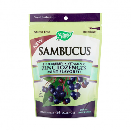 Nature's Way Sambucus Zinc Mint Flavored 24 Lozenges