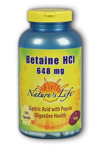 Natures Life - Betaine HCL, 648 mg 648mg 250 Cap