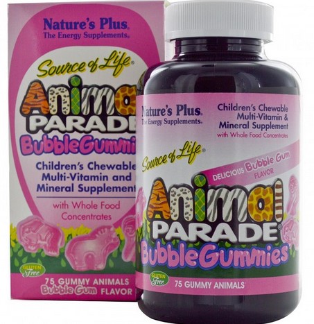 Natures Plus Animal Parade Gummies Bubble Gum 75