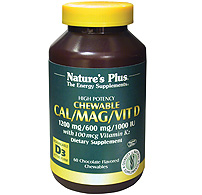 Natures Plus Cal/Mag W/ Vit D3+Vit K2 Choco Chew60