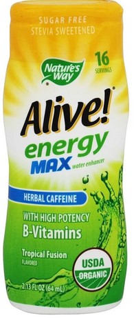 Natures Way - Alive! Energy Max Organic Water Enhancer Tropical Fusion 2.16 oz