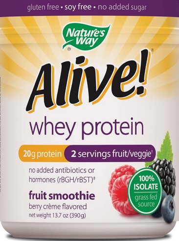 Natures Way - Alive! Whey Protein Smoothie Berry Crme 13.7 oz