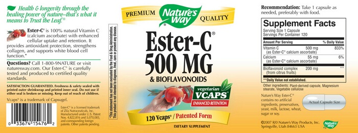Natures Way - Ester-C 500 - Bioflavonoids 120 Vcaps