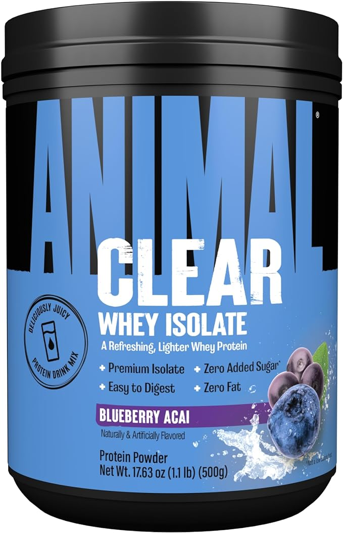 Univeral Animal Clear Whey Isolate Blueberry Acai Flavor 20 Servings