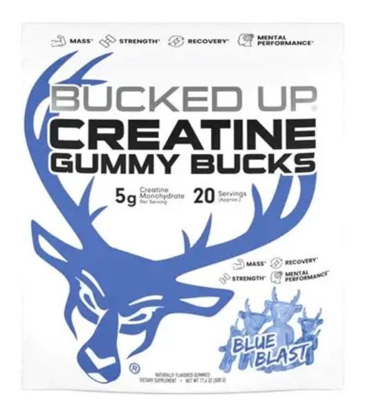 Bucked up Creatine Gummy Bucks 5g creatine 20 Servings Blue Blast Flavor