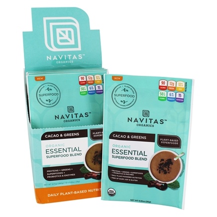 Navitas Organics - Essential Blends Cacao and Greens 10 count Organic .91oz-UNAVAILABLE