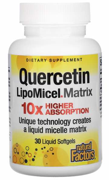 Natural Factors Quercetin LipoMicel Matrix 250mg 30 Liquid Softgels