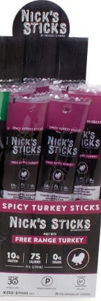 Nick's Sticks Free Range Spicy Turkey Snack Sticks 25/box