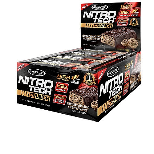 MuscleTech - Nitro-tech Choc Chip Cookie Dough - 12 Bars 22g protein 2.29oz