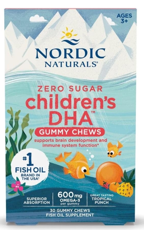 Nordic Naturals - Zero Sugar Children's DHA Gummy Chews - Tropical Punch 30 Ct