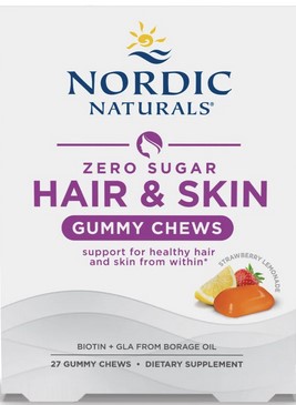 Nordic Naturals - Zero Sugar Hair & Skin Gummy Chews - Strawberry Lemonade 27 Ct