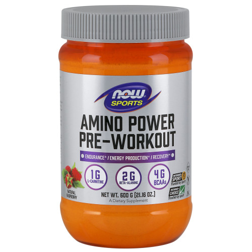 Now Vitamins - Amino Power Pre-Workout 35 serv Rasbrry-OUT OF STOCK