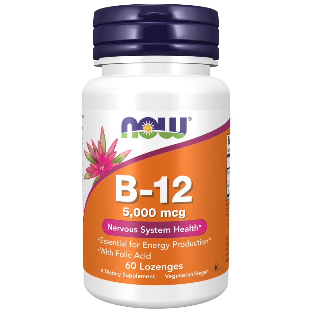 Now Vitamins - B-12 5000mcg + FOLIC  60 TABS