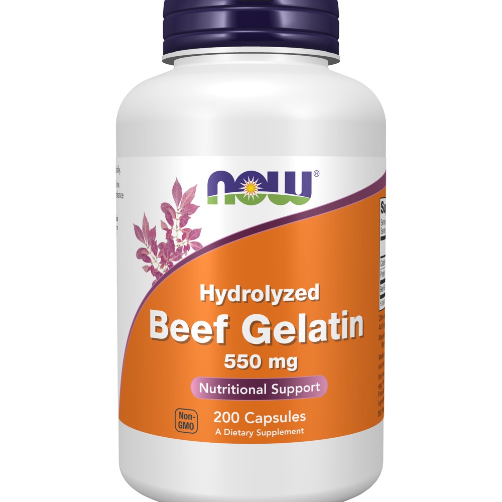 Now Vitamins - Beef Gelatin 550Mg Hydrolyzed 200 Caps