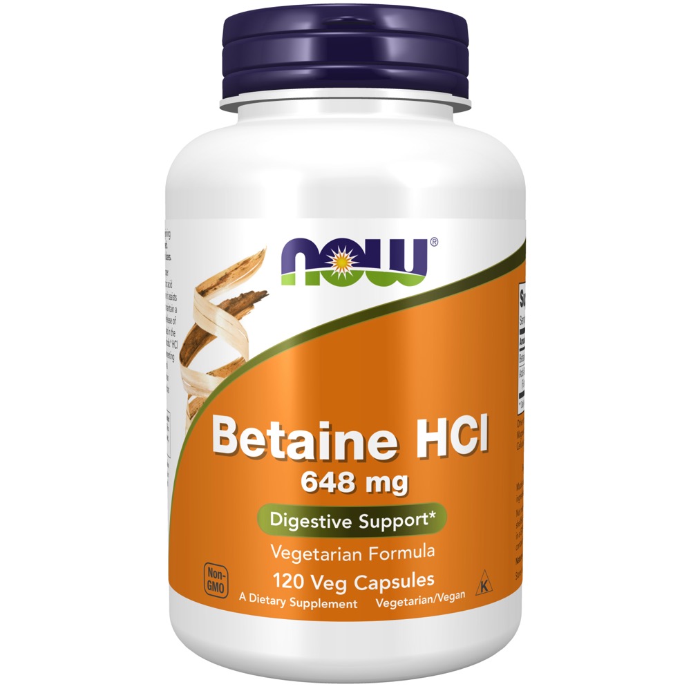 Now Vitamins - Betaine HCl 648 mg 120 Caps