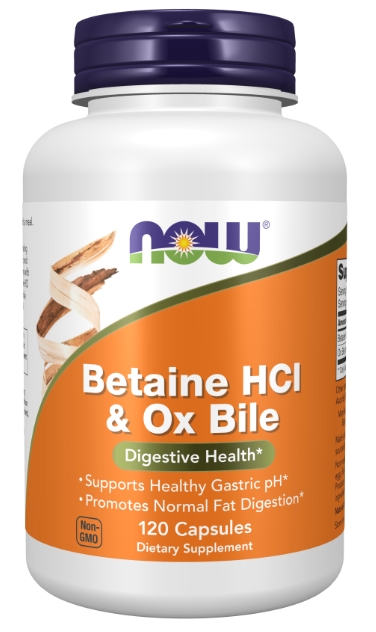 Now Vitamins - Betaine HCL & Ox Bile 120 Caps