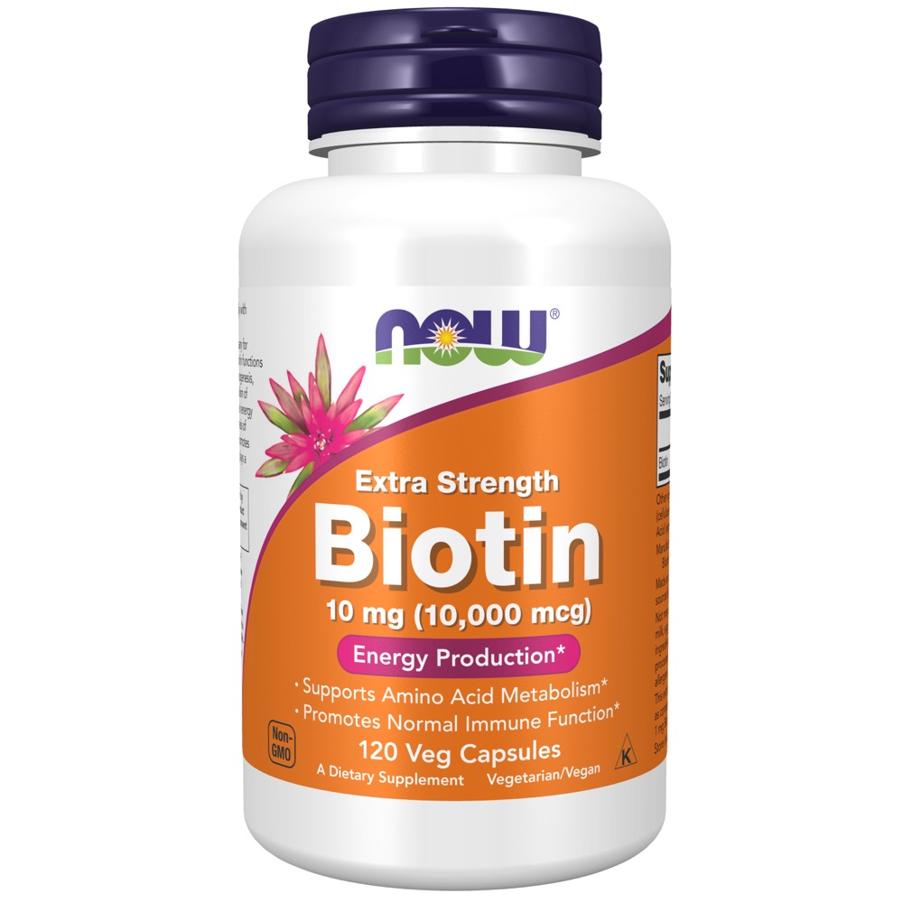 Now Vitamins - Biotin 10 mg (10,000 mcg) High Potency 120 Veg Caps