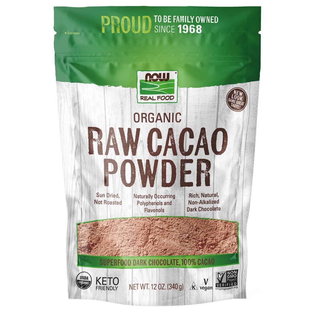 Now Vitamins - Cacao Powder, Organic, Raw 12 oz.