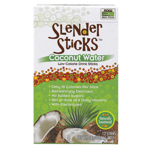 Now Vitamins - Slender Sticks Coconut Water Low Calorie Drink Sticks  12 Sticks-OUT OF STOCK