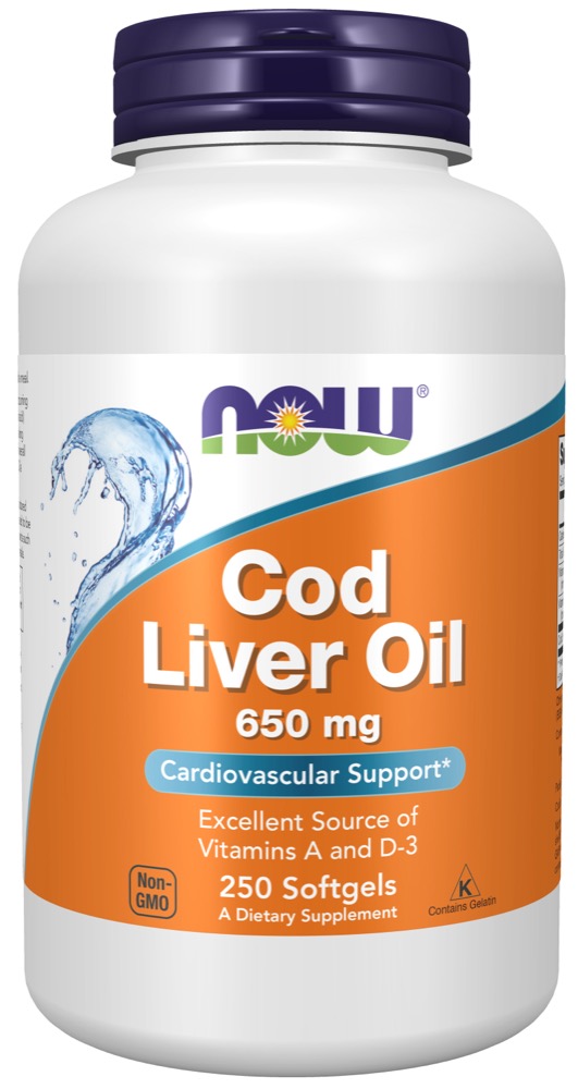 Now Vitamins - Cod Liver Oil 650 Mg 250 Softgels