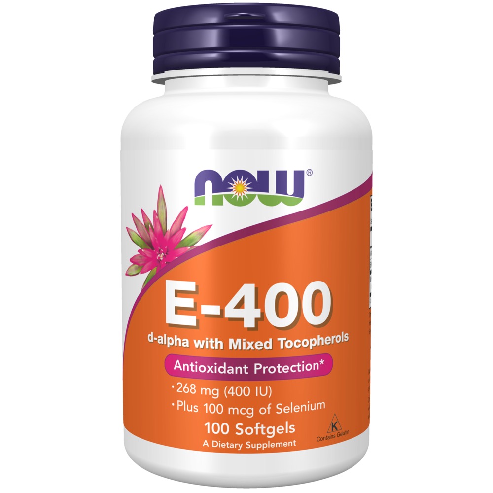 Now Vitamins - E-400 20% Mixed + Selenium 100 Sgels