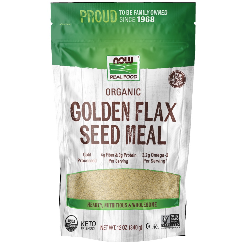 Now Vitamins - Golden Flax Seed Meal 12 oz. Organic, Non-Ge