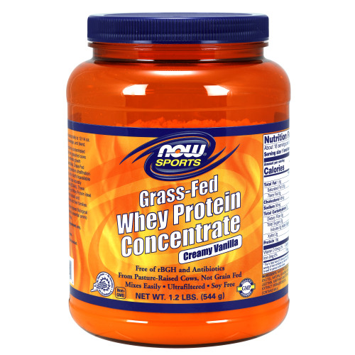 Now Vitamins - Grass Fed  Whey Protein Concentrate, Vanilla 1.2 lbs
