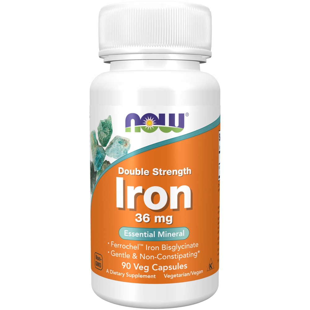 Now Vitamins - Iron 36 mg Double Strength 90 Veg Capsules