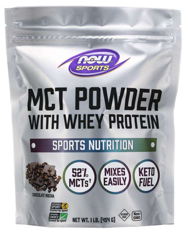 Now Vitamins - MCT Powder with Whey Protein Chocolate Mocha 1 lb