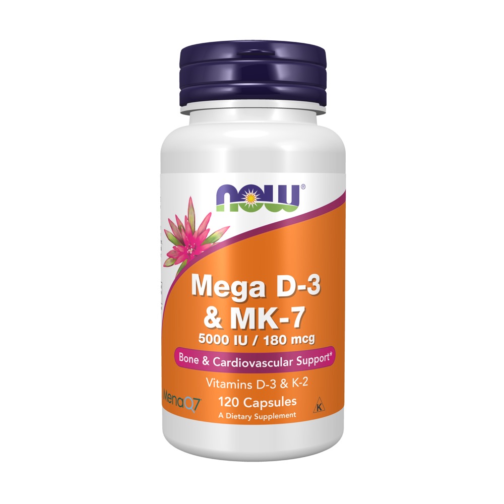 Now Vitamins - Mega D-3 & MK-7 120 Veg Capsules 